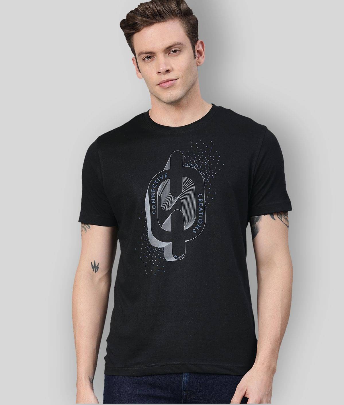     			Huetrap Pack of 1 Cotton Regular Fit Men's T-Shirt ( Black )