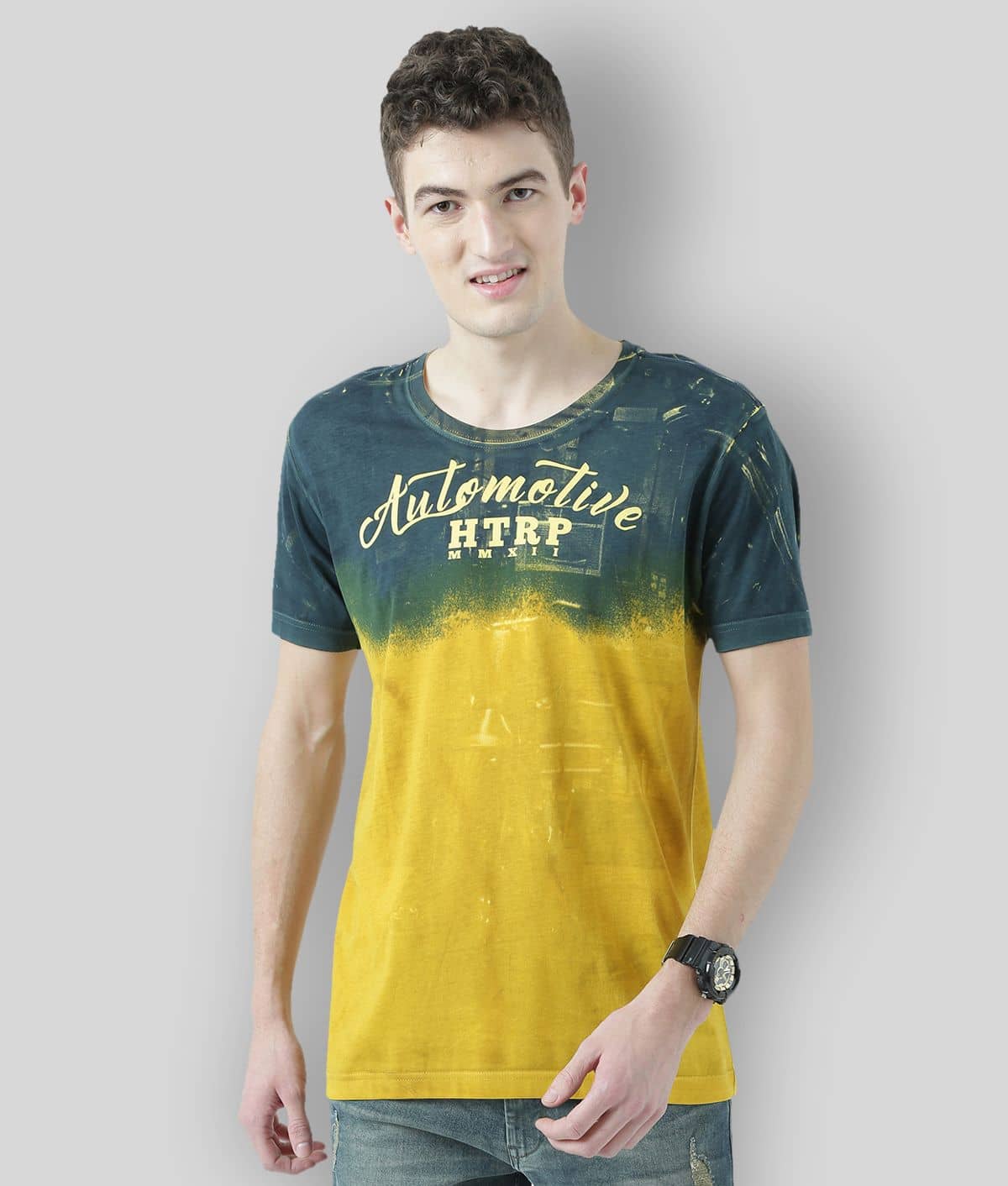 Huetrap Pack of 1 Cotton Regular Fit Men's T-Shirt ( Yellow )