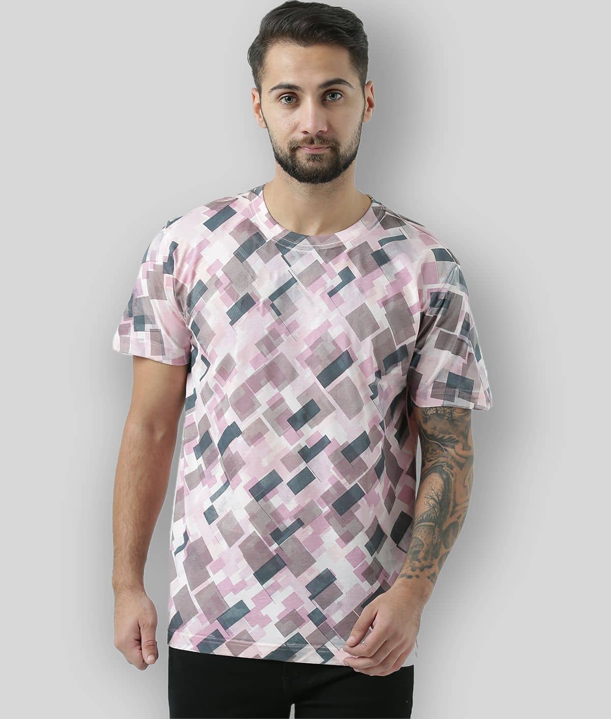 Huetrap Pack of 1 Cotton Regular Fit Men's T-Shirt ( Pink )