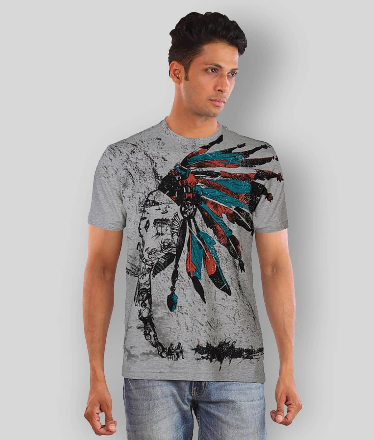 Huetrap Pack of 1 Cotton Regular Fit Men's T-Shirt ( Grey )