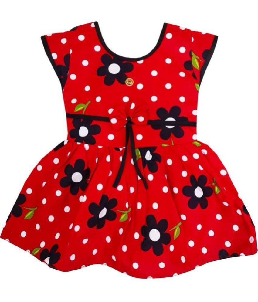     			LITTLE PANDA Pack of 1 Baby Girls 100% Cotton Frock ( Red )