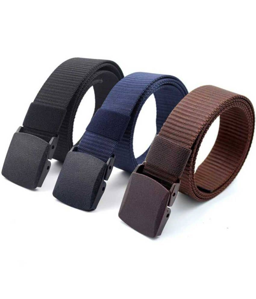 Loopa - Multicolor Nylon Men's Casual Belt ( Pack of 3 )