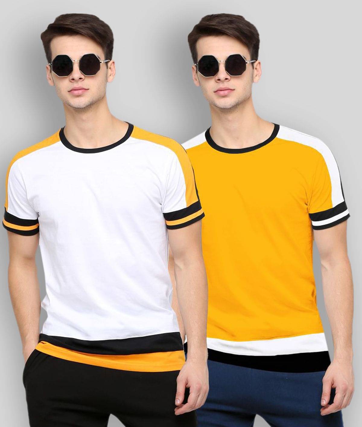     			Maniac - White Cotton Slim Fit  Men's T-Shirt ( Pack of 2 )