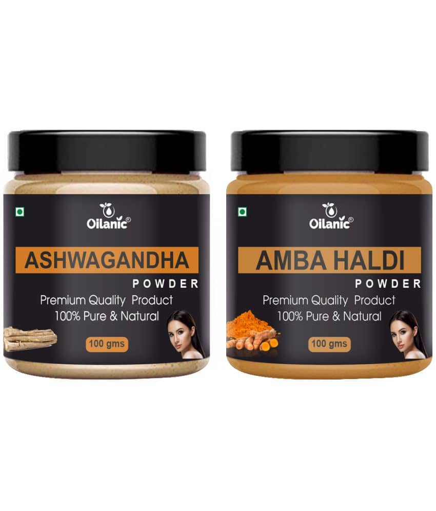 Oilanic 100% Pure Ashwagandha Powder & Amba Haldi Powder For Skin Hair Mask 200 g Pack of 2