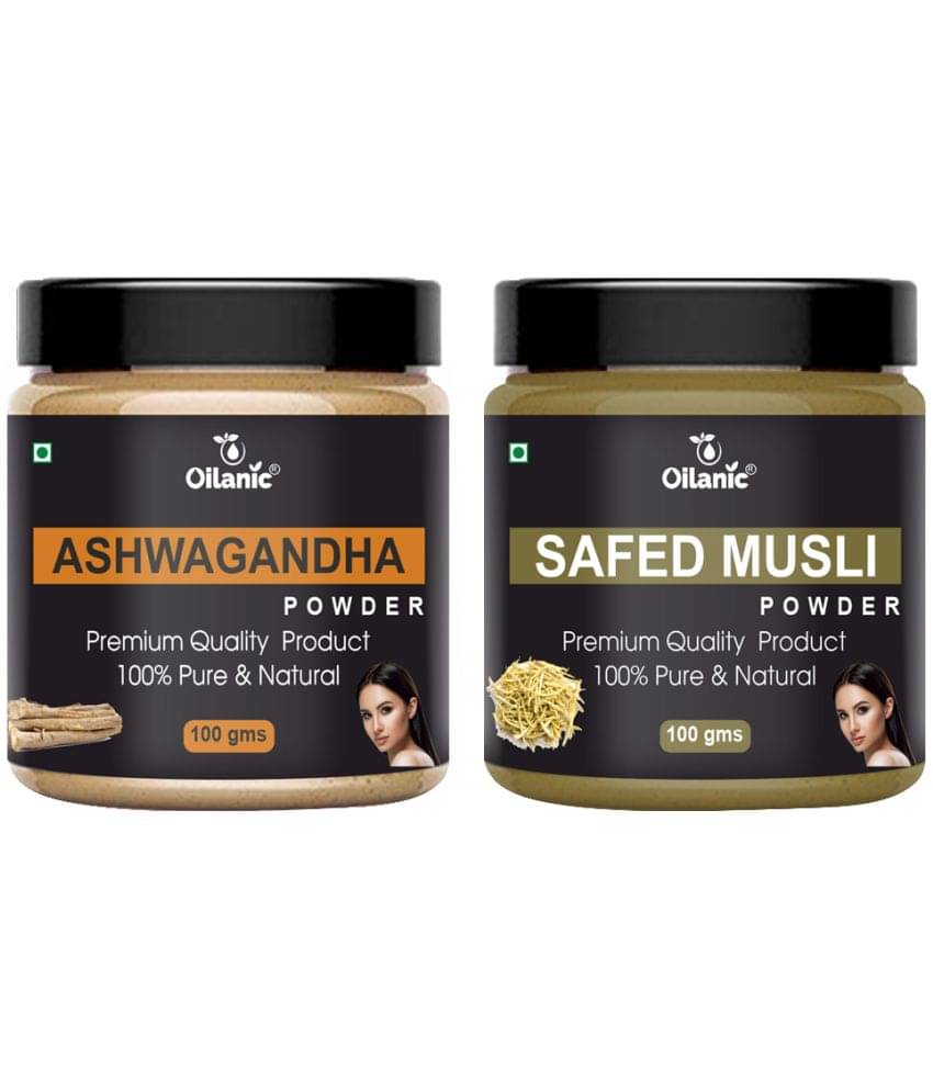 Oilanic 100% Pure Ashwagandha Powder & Safed Musli Powder-Skincare Hair Mask 200 g Pack of 2     			Oilanic 100% Pure Ashwagandha Powder & Safed Musli Powder-Skincare Hair Mask 200 g Pack of 2