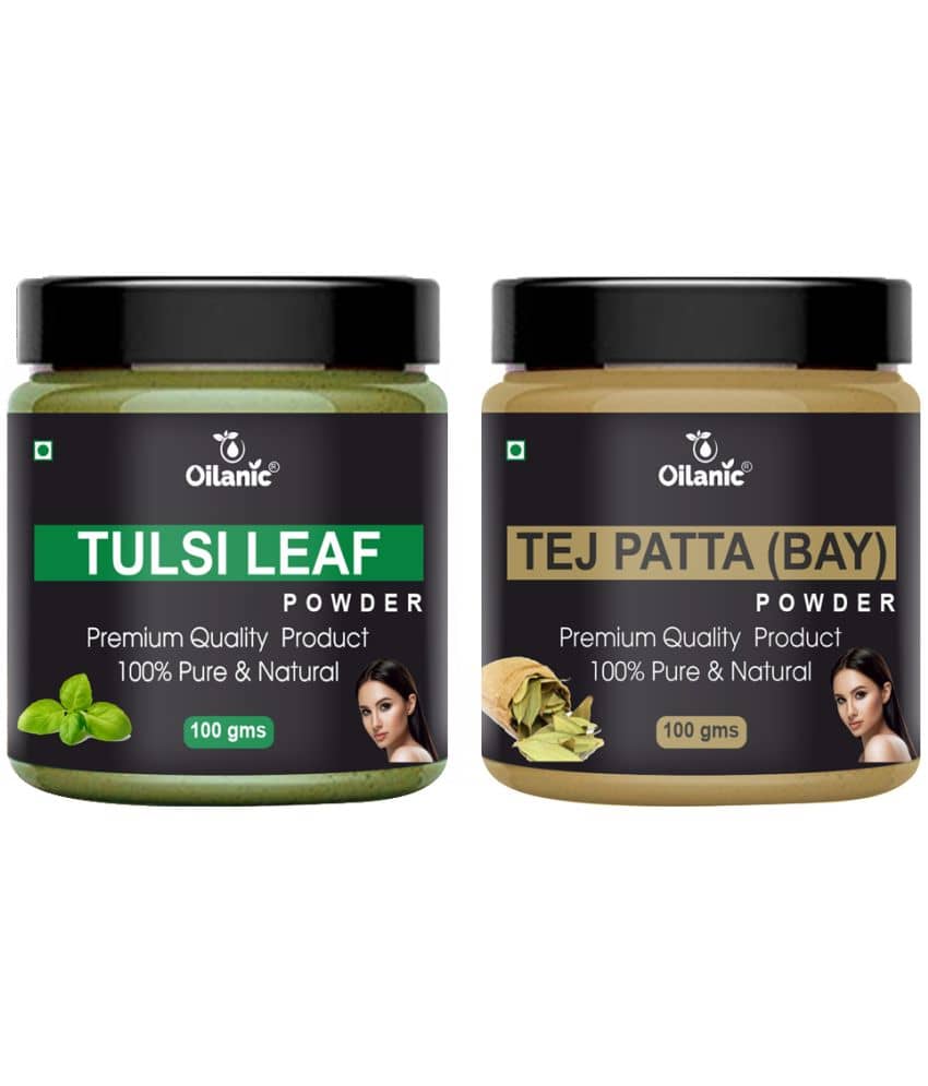Oilanic 100% Pure Tulsi Powder & Tej Patta Powder-Skincare Hair Mask 200 g Pack of 2