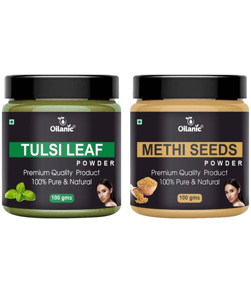 Oilanic 100% Pure Tulsi Powder & Methi Powder For Skincare Hair Mask 200 g Pack of 2