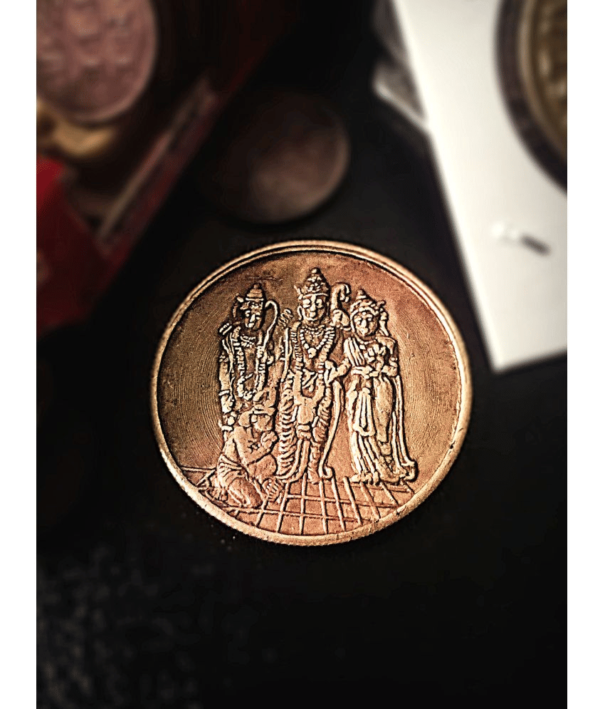    			RAM LAXMAN SITA & BACK HANUMAN JI TEMPLE TOKEN COIN  GOOD LUCK COIN