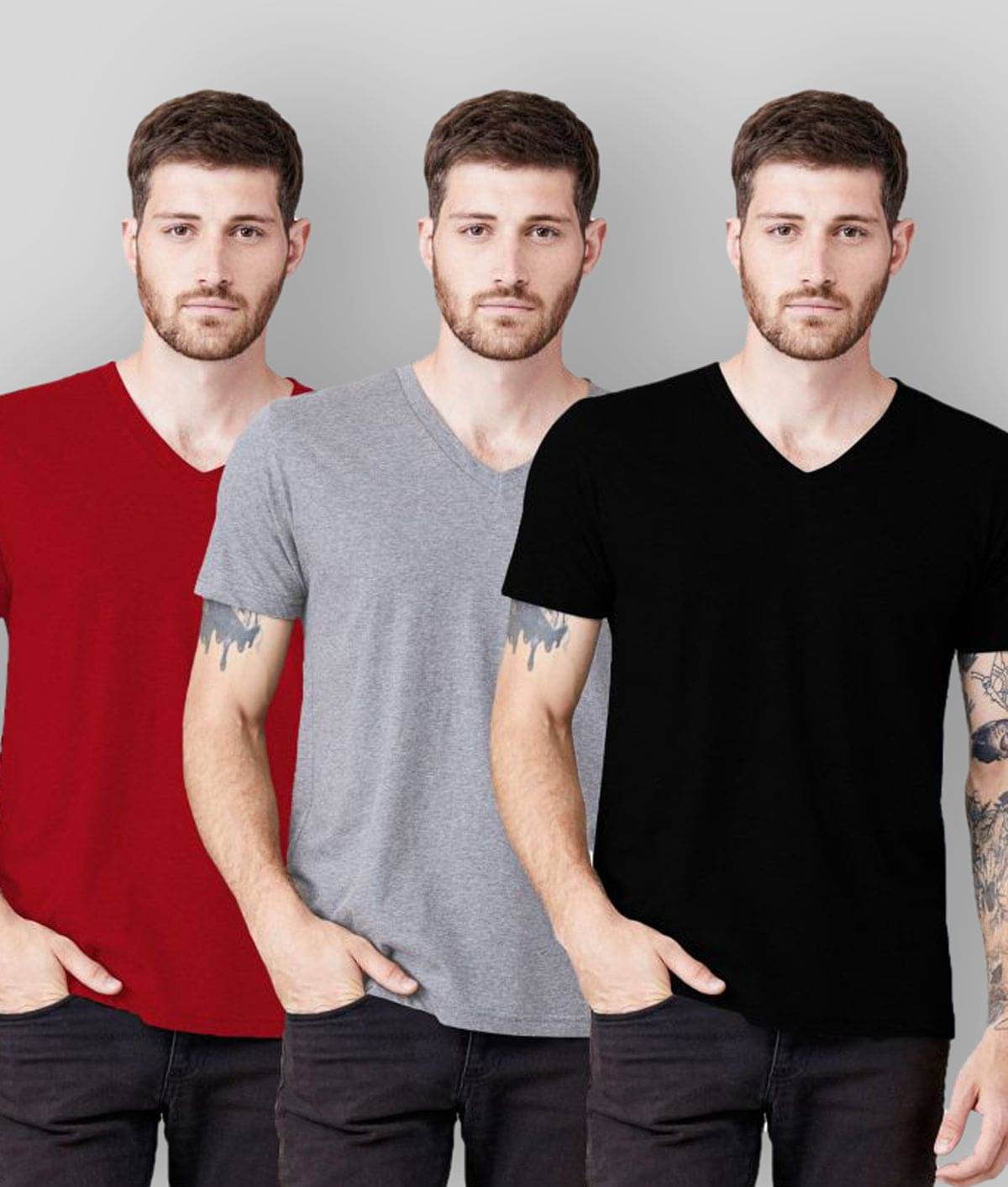     			THE BLAZZE - Multicolor Cotton Slim Fit Men's T-Shirt ( Pack of 3 )