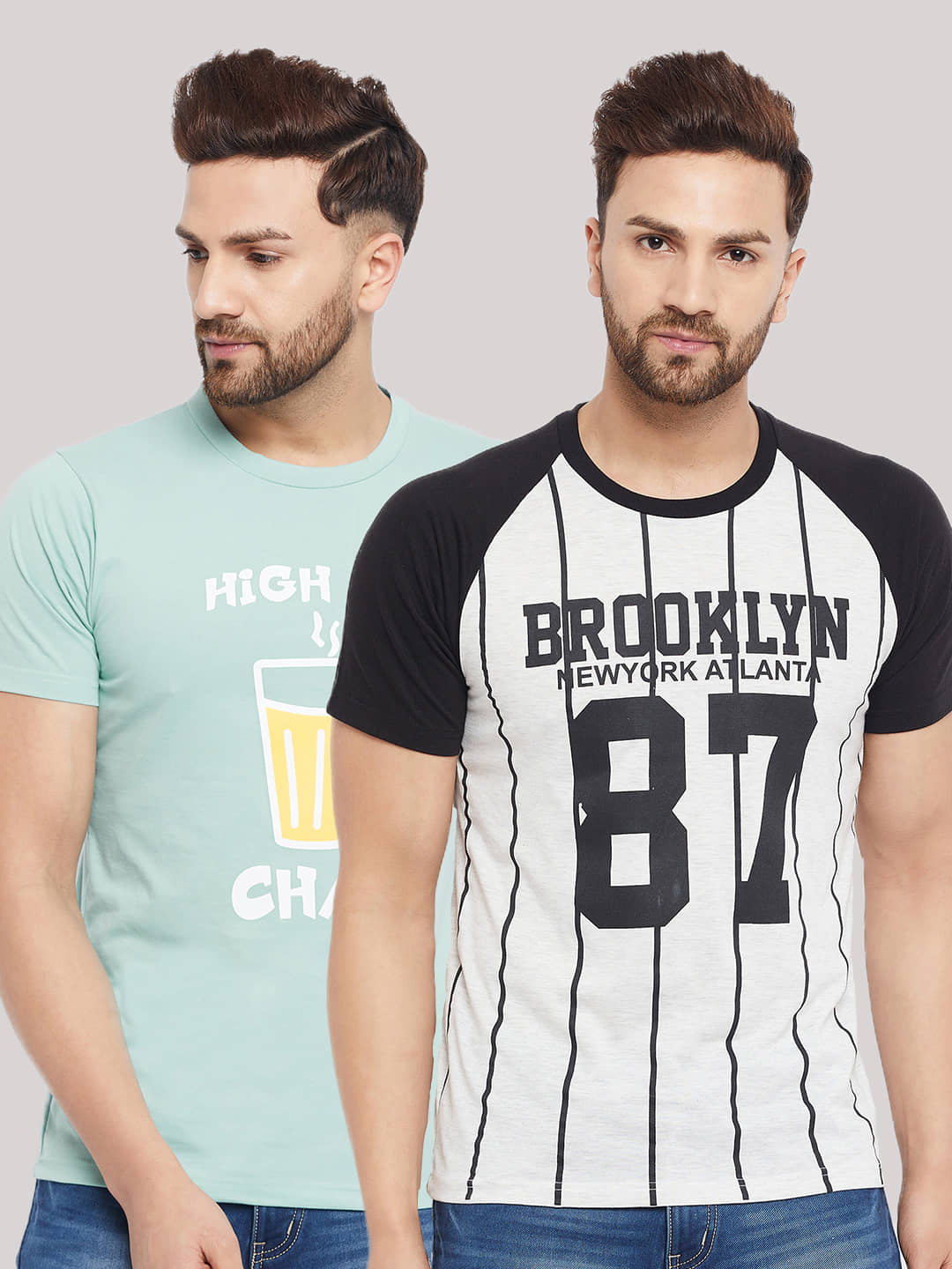The Million Club Pack of 2 Cotton Blend Regular Fit Men's T-Shirt ( White )