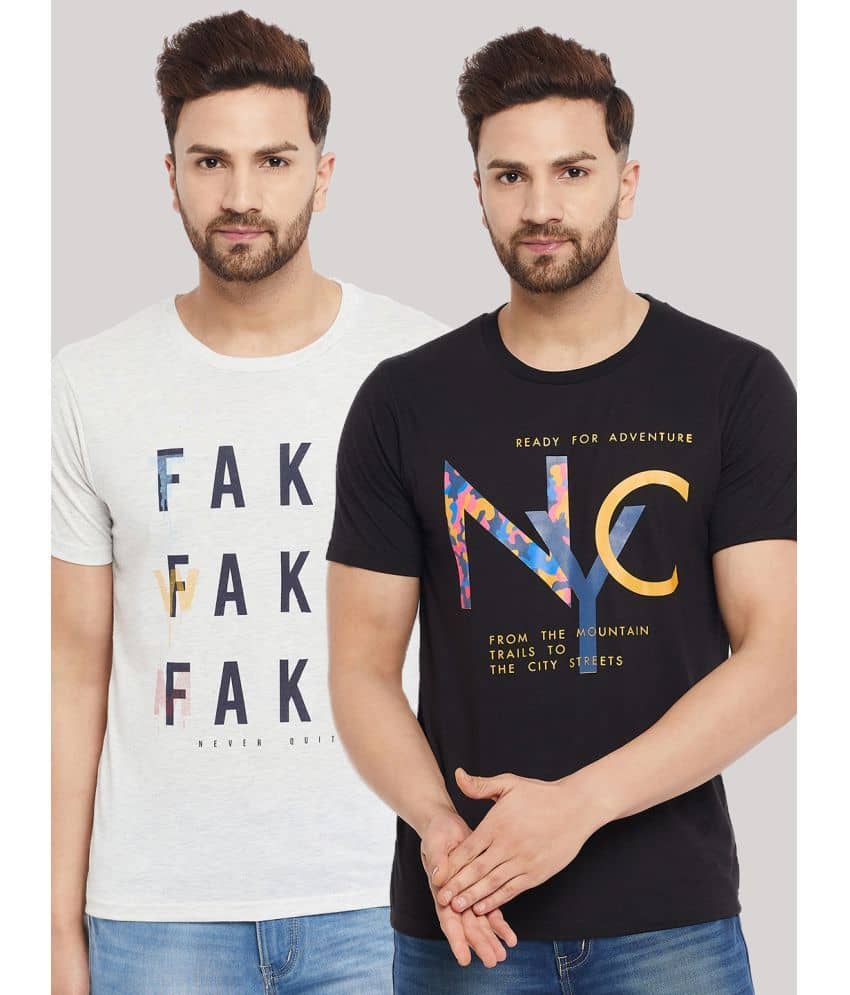 The Million Club Pack of 2 Cotton Blend Regular Fit Men's T-Shirt ( Black )