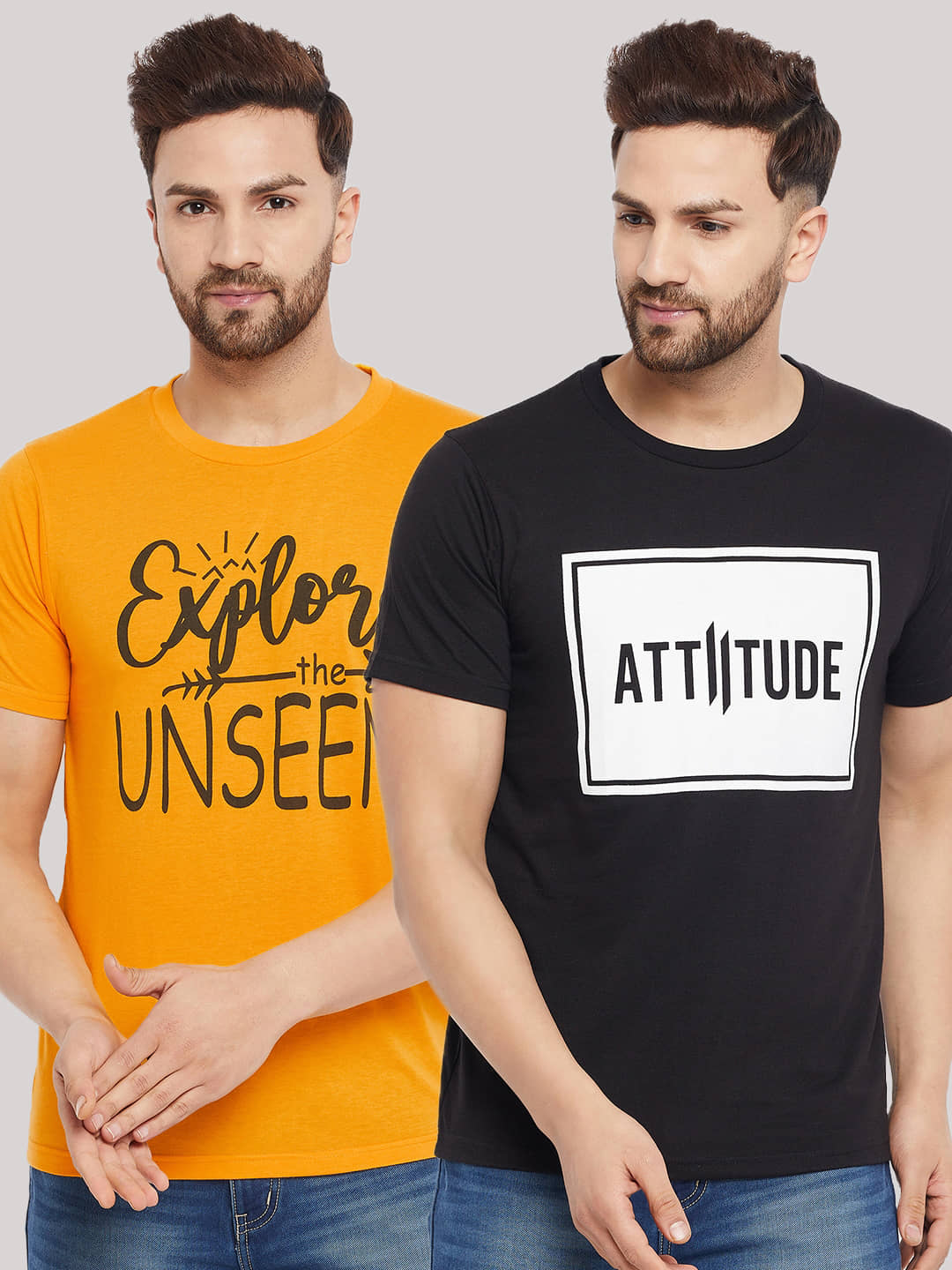 The Million Club Pack of 2 Cotton Blend Regular Fit Men's T-Shirt ( Black )