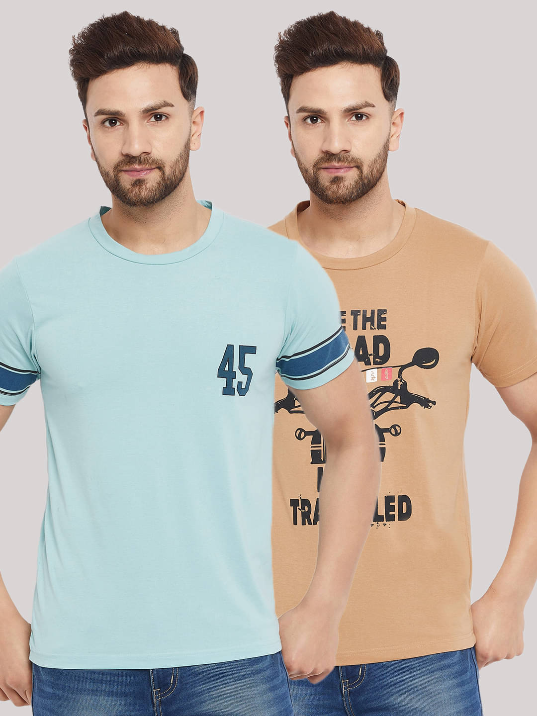     			The Million Club Pack of 2 Cotton Blend Regular Fit Men's T-Shirt ( Blue )
