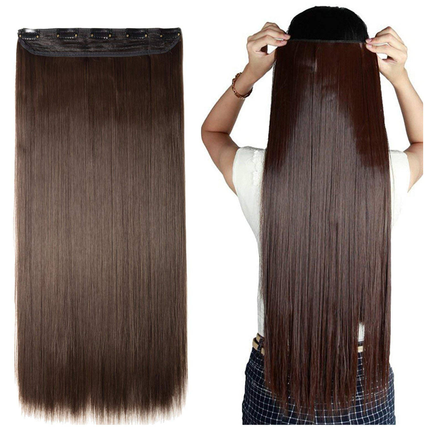     			VSAKSH Straight Clip In Hair Extension Brown