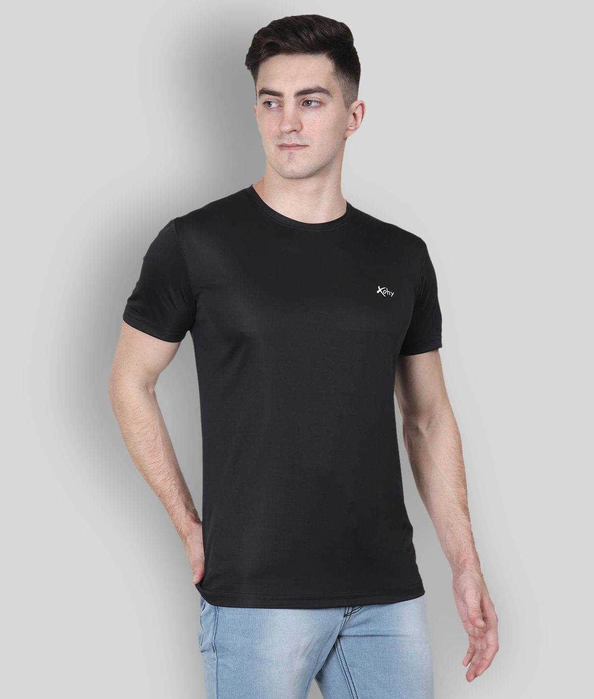 xohy - Black Polyester Regular Fit Men's T-Shirt ( Pack of 1 ) xohy - Black Polyester Regular Fit Men's T-Shirt ( Pack of 1 )