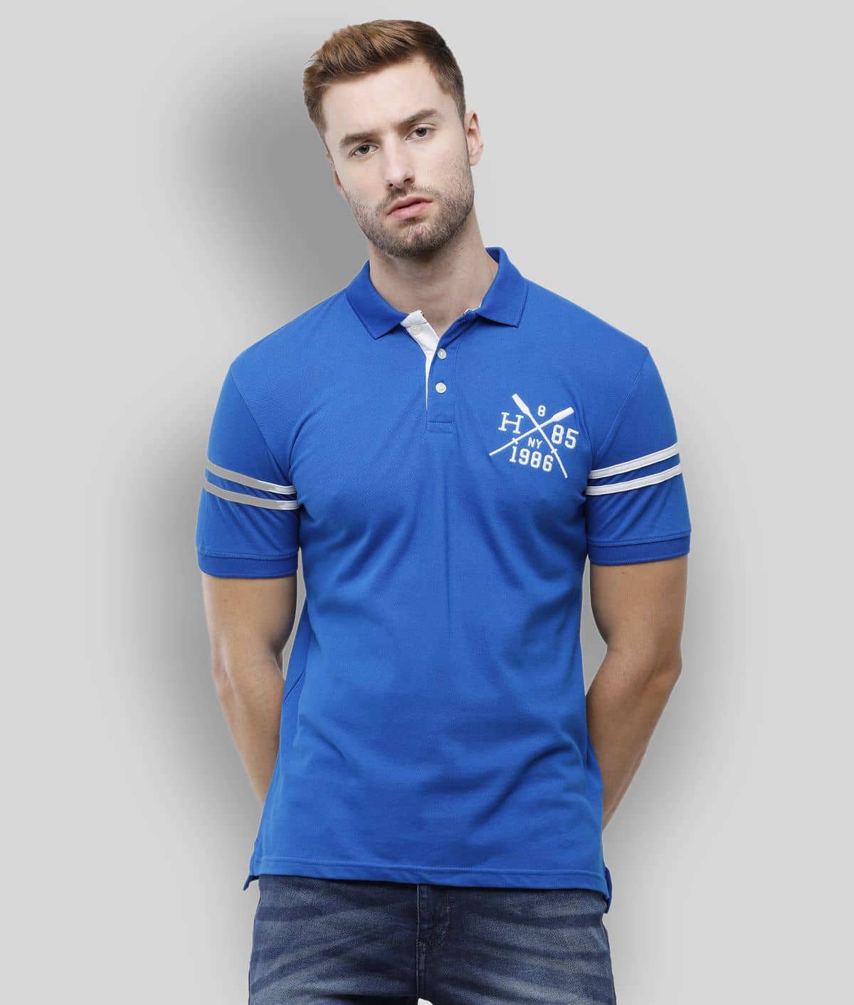 Ardeur Pack of 1 Cotton Blend Regular Fit Men's T-Shirt ( Blue )