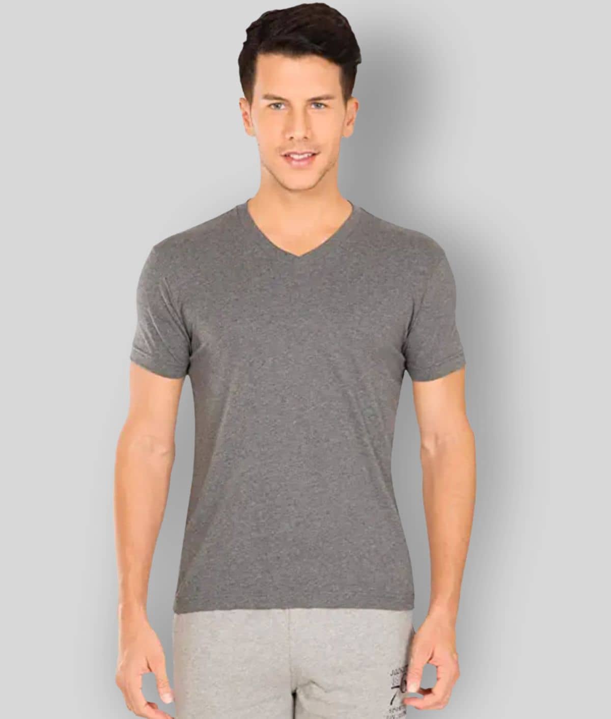 Glito Pack of 1 Cotton Blend Regular Fit Men's T-Shirt ( Grey )