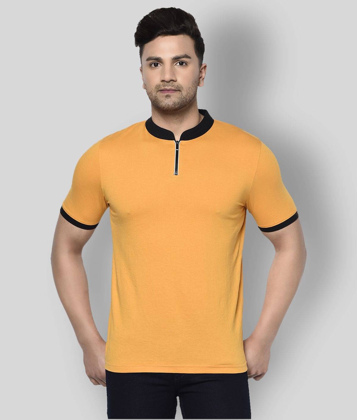 Glito Pack of 1 Cotton Blend Slim Fit Men's T-Shirt ( Yellow ) Glito Pack of 1 Cotton Blend Slim Fit Men's T-Shirt ( Yellow )
