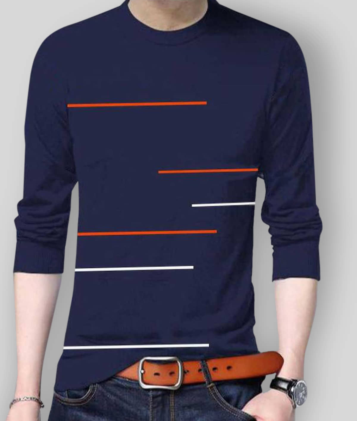 Leotude Pack of 1 Cotton Blend Regular Fit Men's T-Shirt ( Navy Blue )