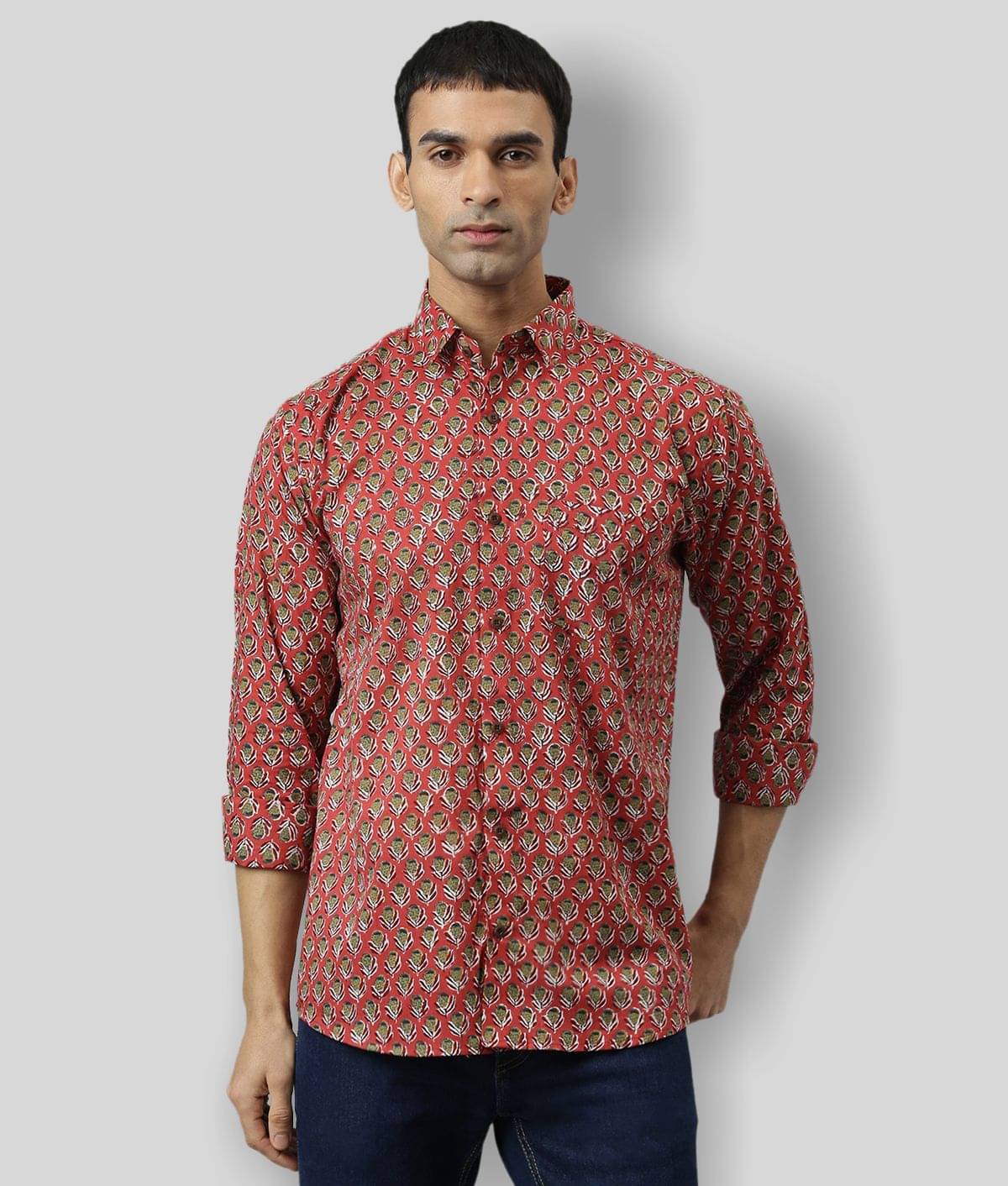 Millennial Men - Red Cotton Regular Fit Men's Casual Shirt (Pack of 1 ) Millennial Men - Red Cotton Regular Fit Men's Casual Shirt (Pack of 1 )