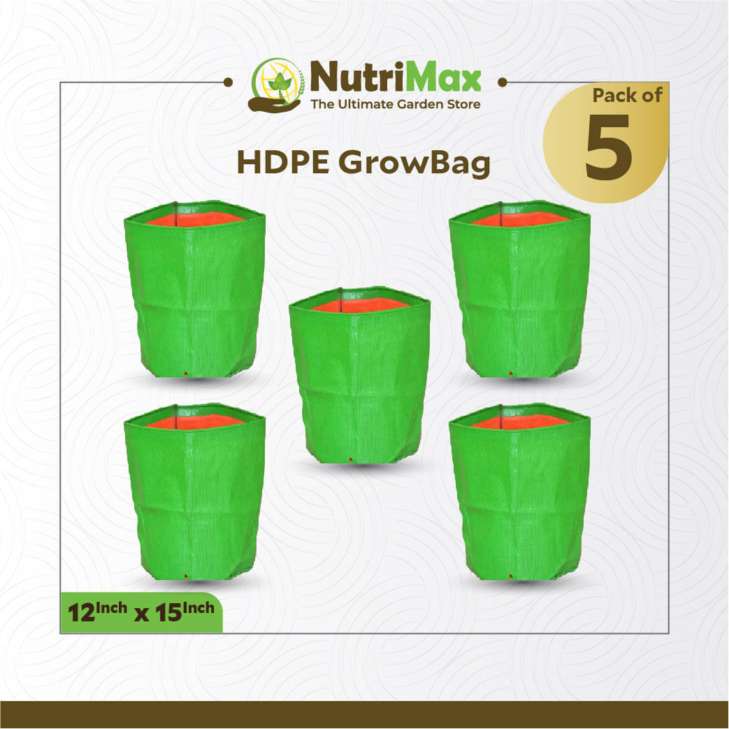 Nutrimax HDPE 200 GSM Growbags 12 inch x 15 inch Pack of 5 Outdoor Plant Bag Nutrimax HDPE 200 GSM Growbags 12 inch x 15 inch Pack of 5 Outdoor Plant Bag