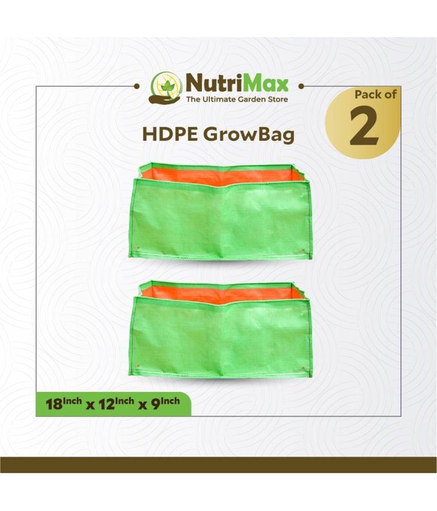 Nutrimax HDPE 200 GSM Growbags 18 X 12 X 9 inch Pack of 2 Outdoor Plant Bag Nutrimax HDPE 200 GSM Growbags 18 X 12 X 9 inch Pack of 2 Outdoor Plant Bag