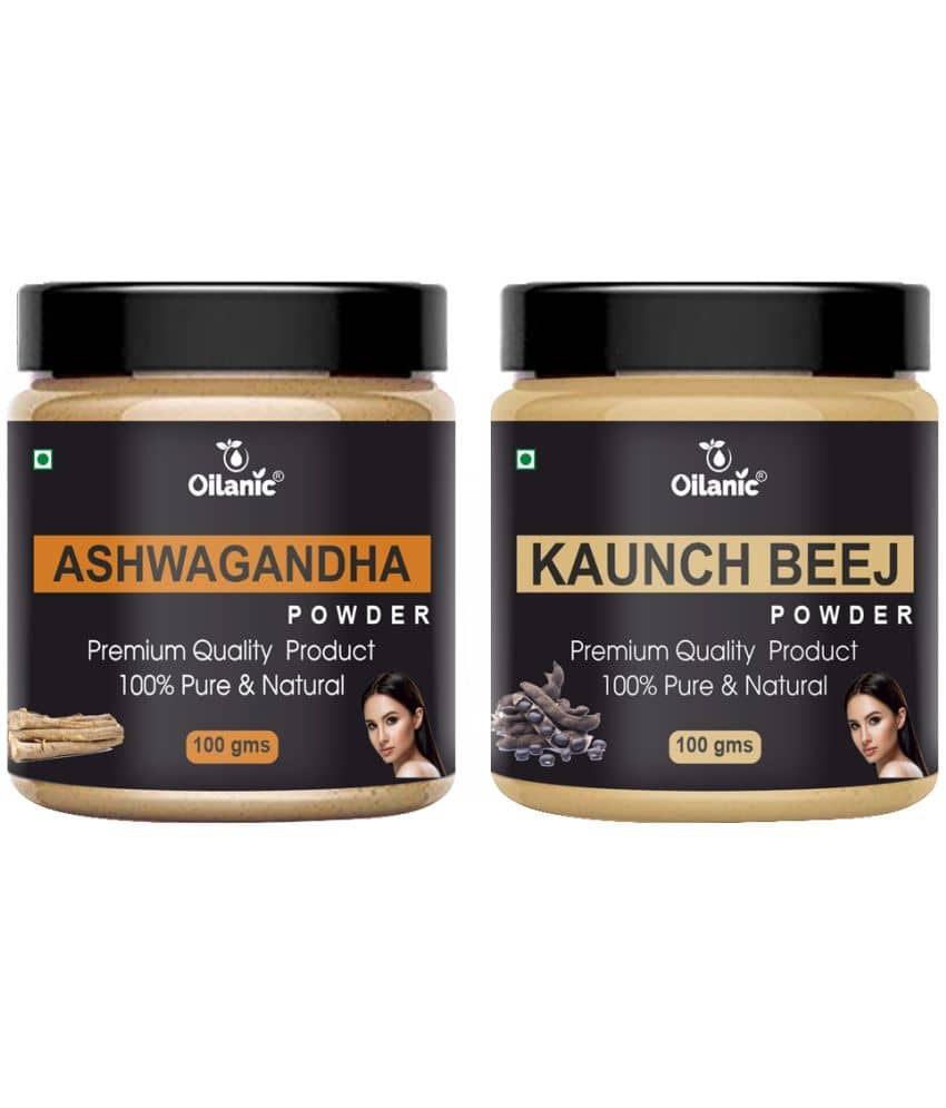 Oilanic 100% Pure Ashwagandha Powder & Kaunch Beej Powder For Skin Hair Mask 200 g Pack of 2