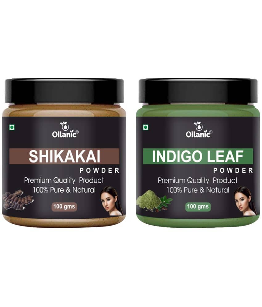 Oilanic 100% Pure Shikakai Powder & Indigo Leaf Powder For Skin Hair Mask 200 g Pack of 2