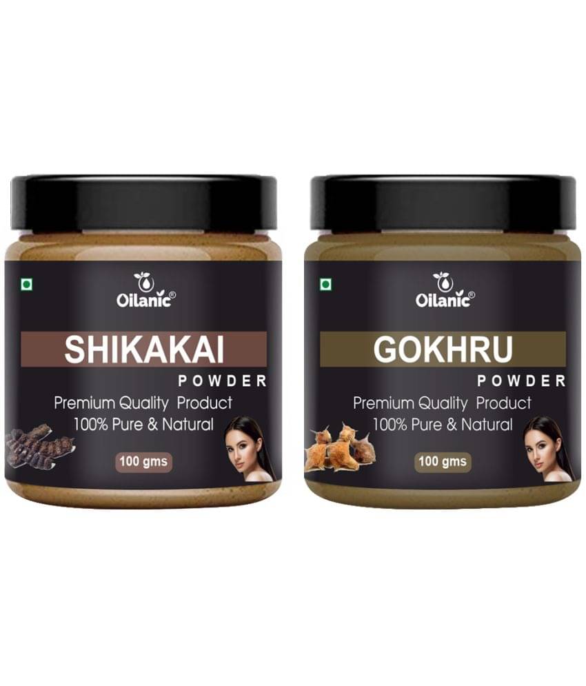 Oilanic 100% Pure Shikakai Powder & Gokhru Powder For Skincare Hair Mask 200 g Pack of 2 Oilanic 100% Pure Shikakai Powder & Gokhru Powder For Skincare Hair Mask 200 g Pack of 2