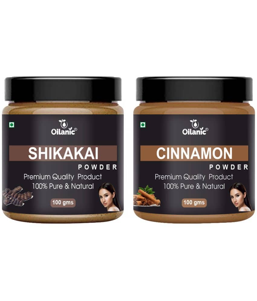Oilanic 100% Pure Shikakai Powder & Cinnamon Powder For Skincare Hair Mask 200 g Pack of 2