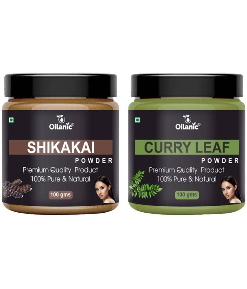 Oilanic 100% Pure Shikakai Powder & Curry Leaf Powder For Skin Hair Mask 200 g Pack of 2