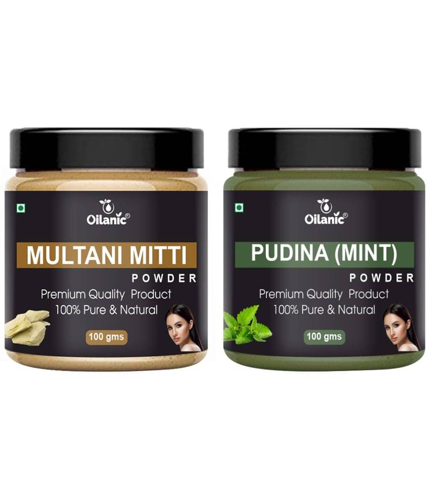 Oilanic Pure Multani Mitti Powder & Pudina Powder For Skincare Hair Mask 200 g Pack of 2 Oilanic Pure Multani Mitti Powder & Pudina Powder For Skincare Hair Mask 200 g Pack of 2