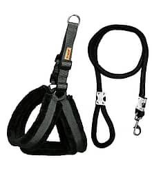 Petshop7 Fur Padded  Nylon Dog Harness  &  Dog Leash & Rope Large (Chest Size - 29-35inch)
