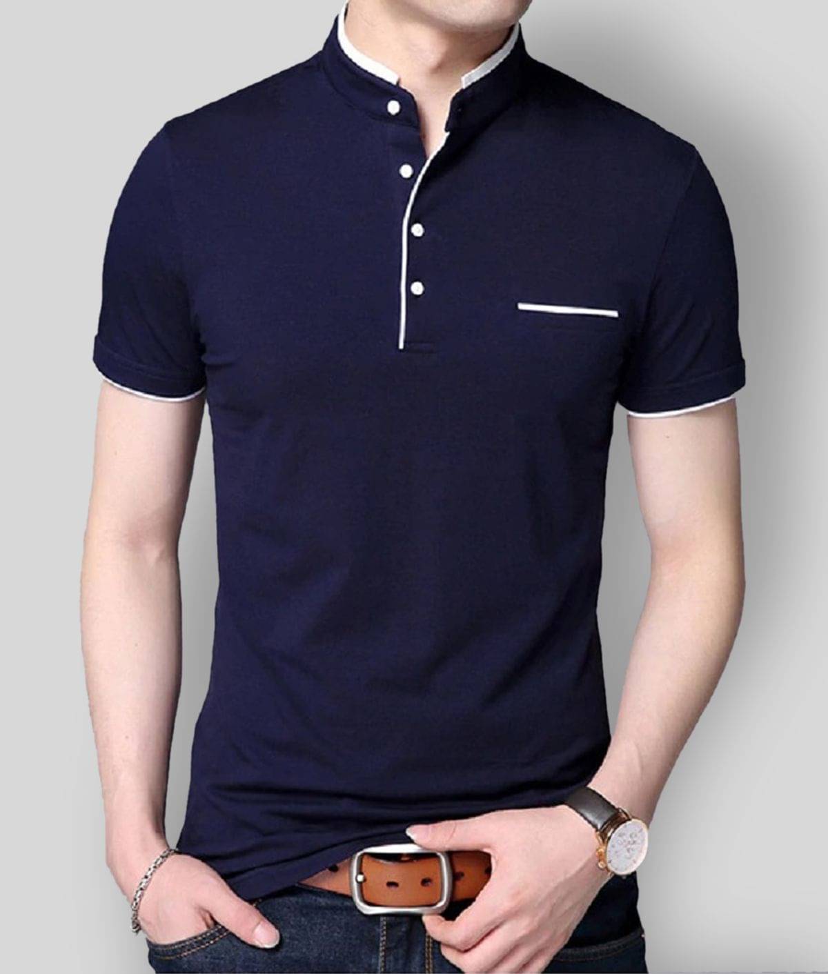     			triple sense Pack of 1 Cotton Regular Fit Men's T-Shirt ( Navy )