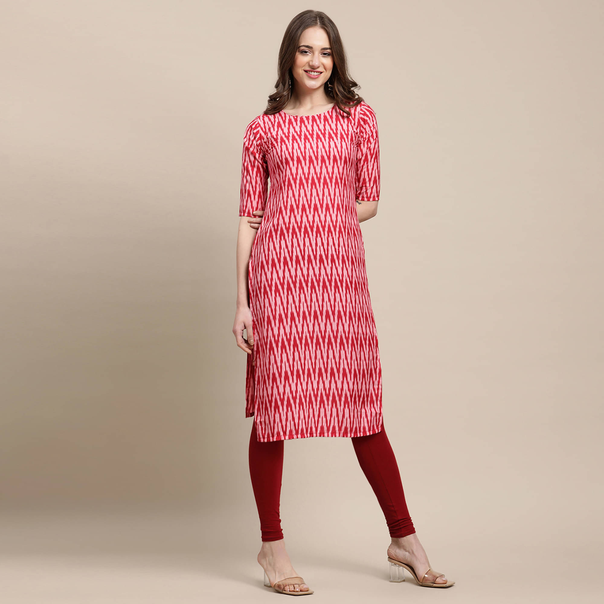 1 Stop Fashion - Pink Crepe Women's Straight Kurti ( Pack of 1 )     			1 Stop Fashion - Pink Crepe Women's Straight Kurti ( Pack of 1 )