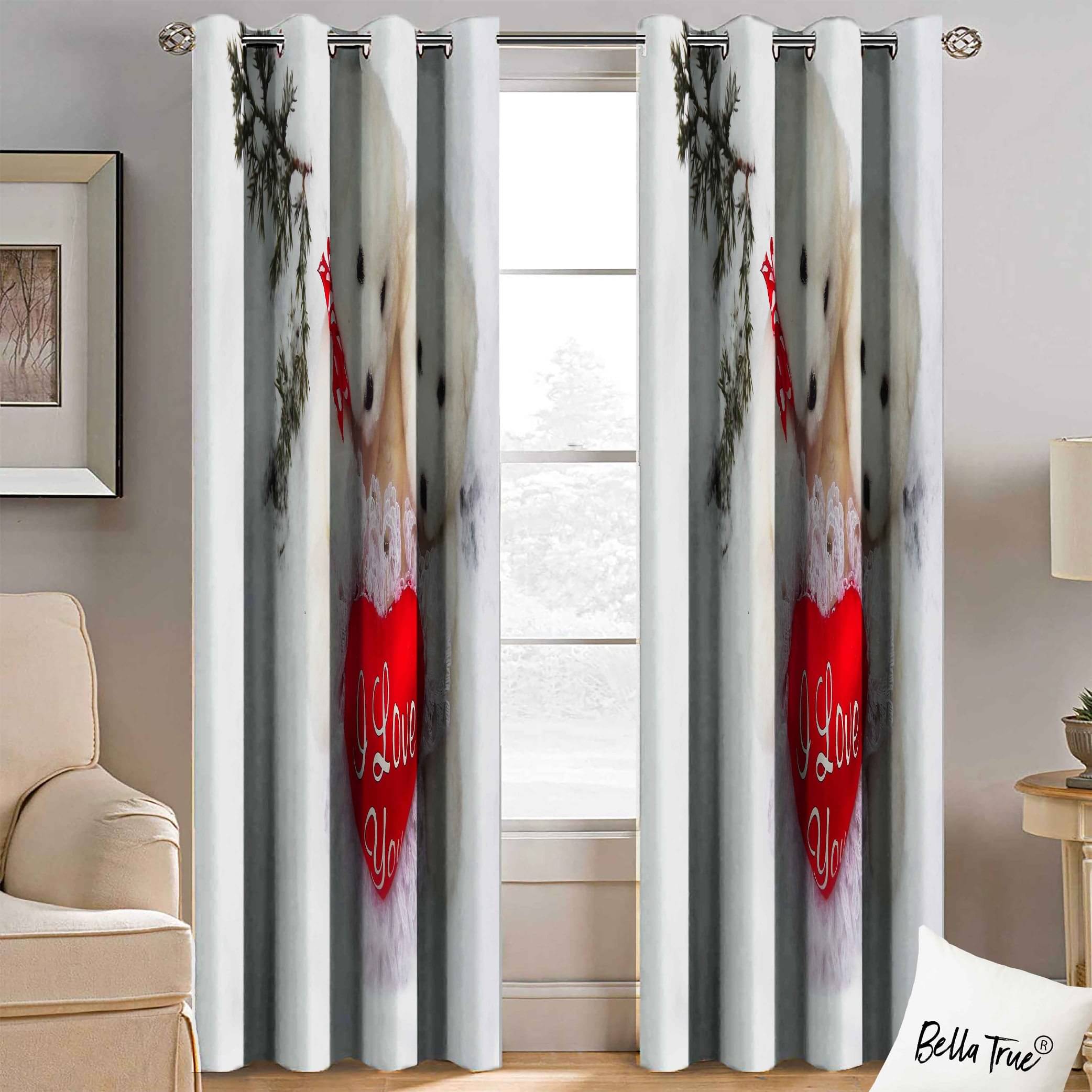 BELLA TRUE Set of 2 Window SemiTransparent Eyelet Polyester Multi Color Curtains ( 152 x 113 cm ) BELLA TRUE Set of 2 Window SemiTransparent Eyelet Polyester Multi Color Curtains ( 152 x 113 cm )
