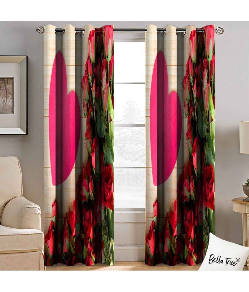 BELLA TRUE Set of 2 Window SemiTransparent Eyelet Polyester Multi Color Curtains ( 152 x 113 cm ) BELLA TRUE Set of 2 Window SemiTransparent Eyelet Polyester Multi Color Curtains ( 152 x 113 cm )