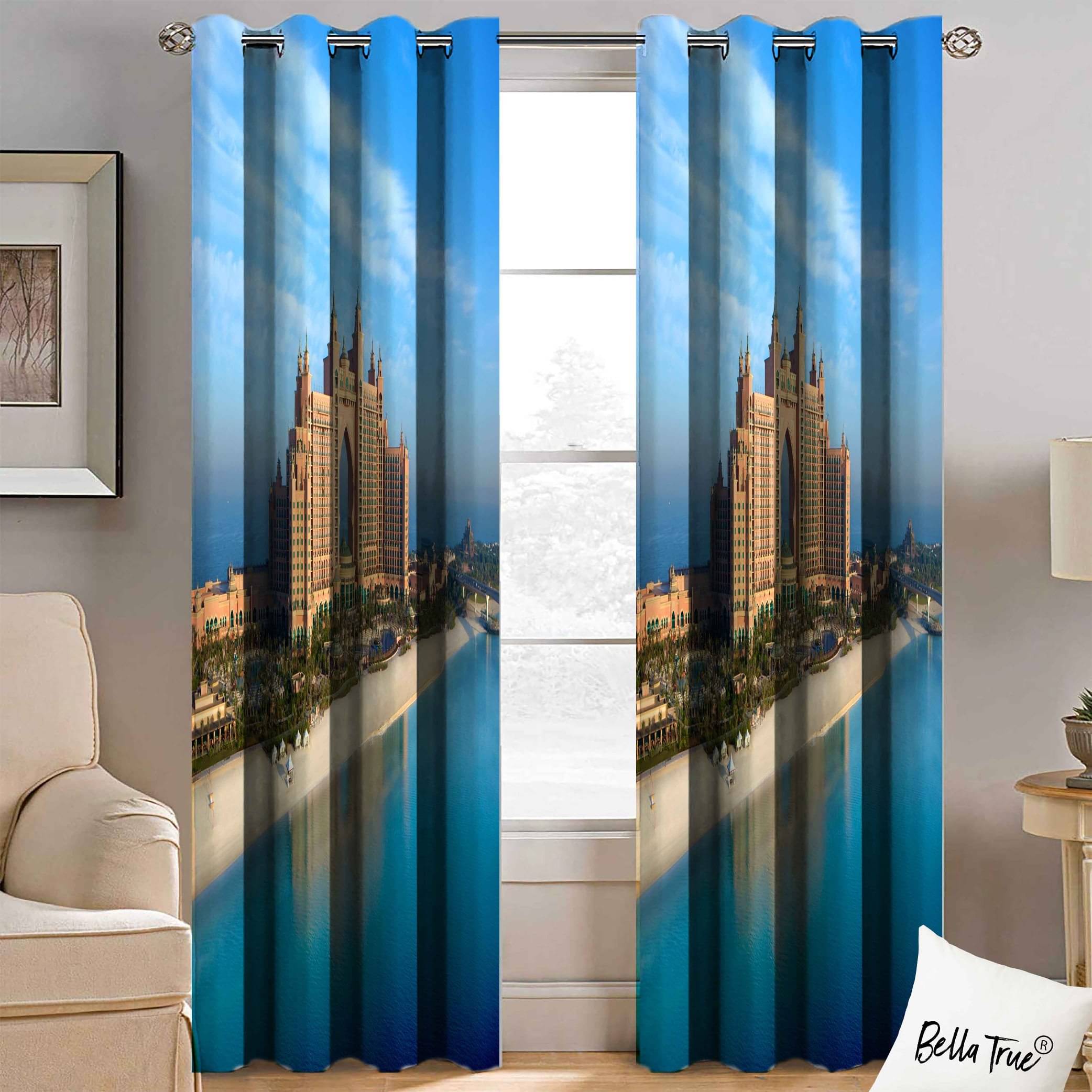 BELLA TRUE Set of 2 Window SemiTransparent Eyelet Polyester Multi Color Curtains ( 152 x 113 cm ) BELLA TRUE Set of 2 Window SemiTransparent Eyelet Polyester Multi Color Curtains ( 152 x 113 cm )