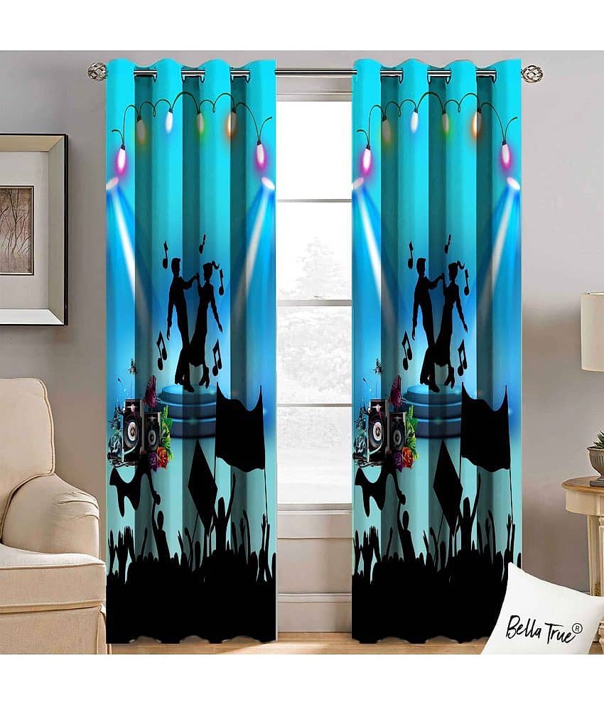 BELLA TRUE Set of 2 Door SemiTransparent Eyelet Polyester Multi Color Curtains ( 213 x 113 cm )