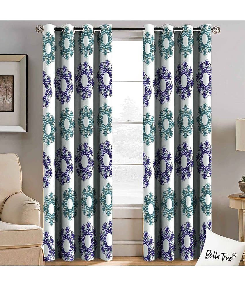 BELLA TRUE Set of 2 Door SemiTransparent Eyelet Polyester Multi Color Curtains ( 213 x 113 cm )