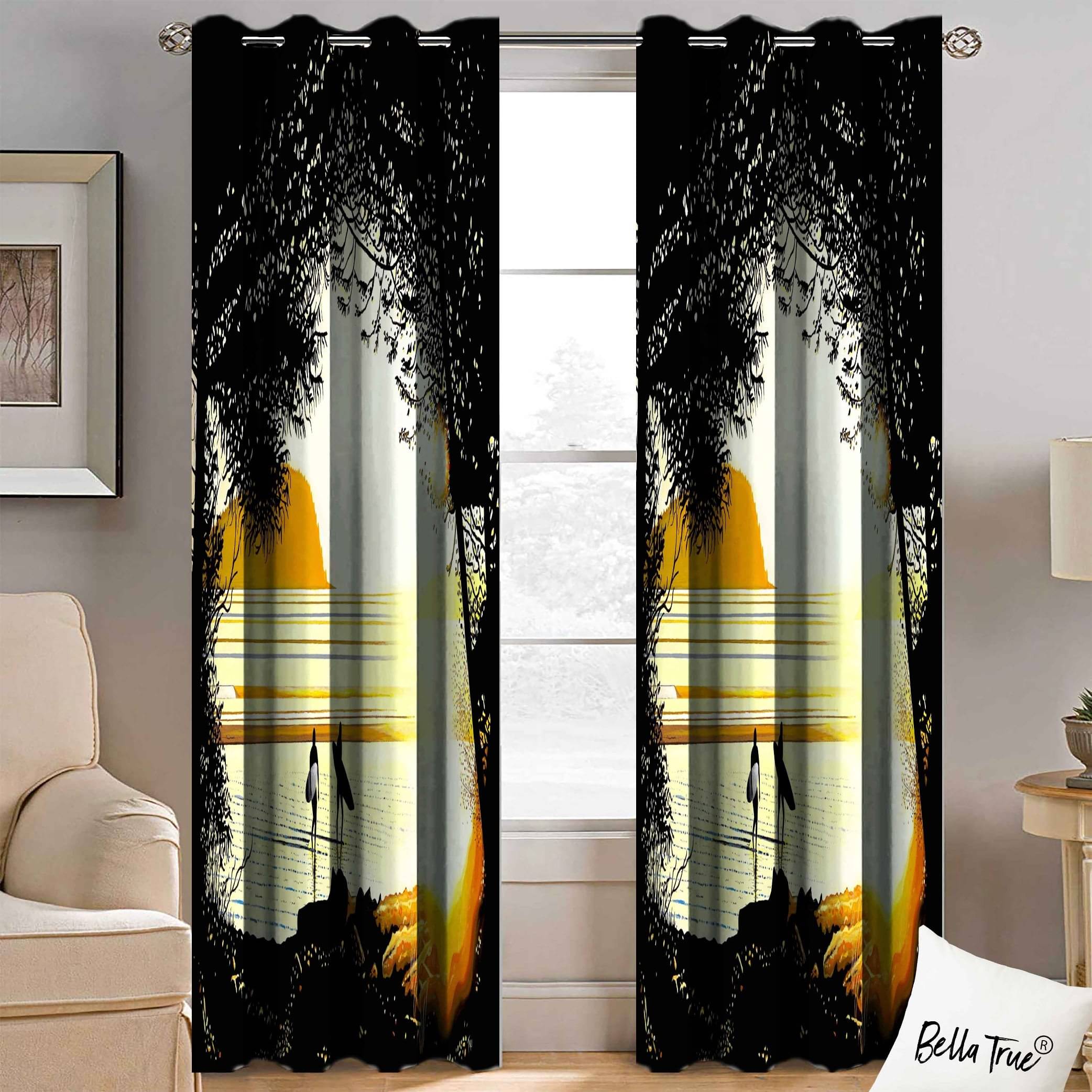 BELLA TRUE Set of 2 Door SemiTransparent Eyelet Polyester Multi Color Curtains ( 213 x 113 cm ) BELLA TRUE Set of 2 Door SemiTransparent Eyelet Polyester Multi Color Curtains ( 213 x 113 cm )