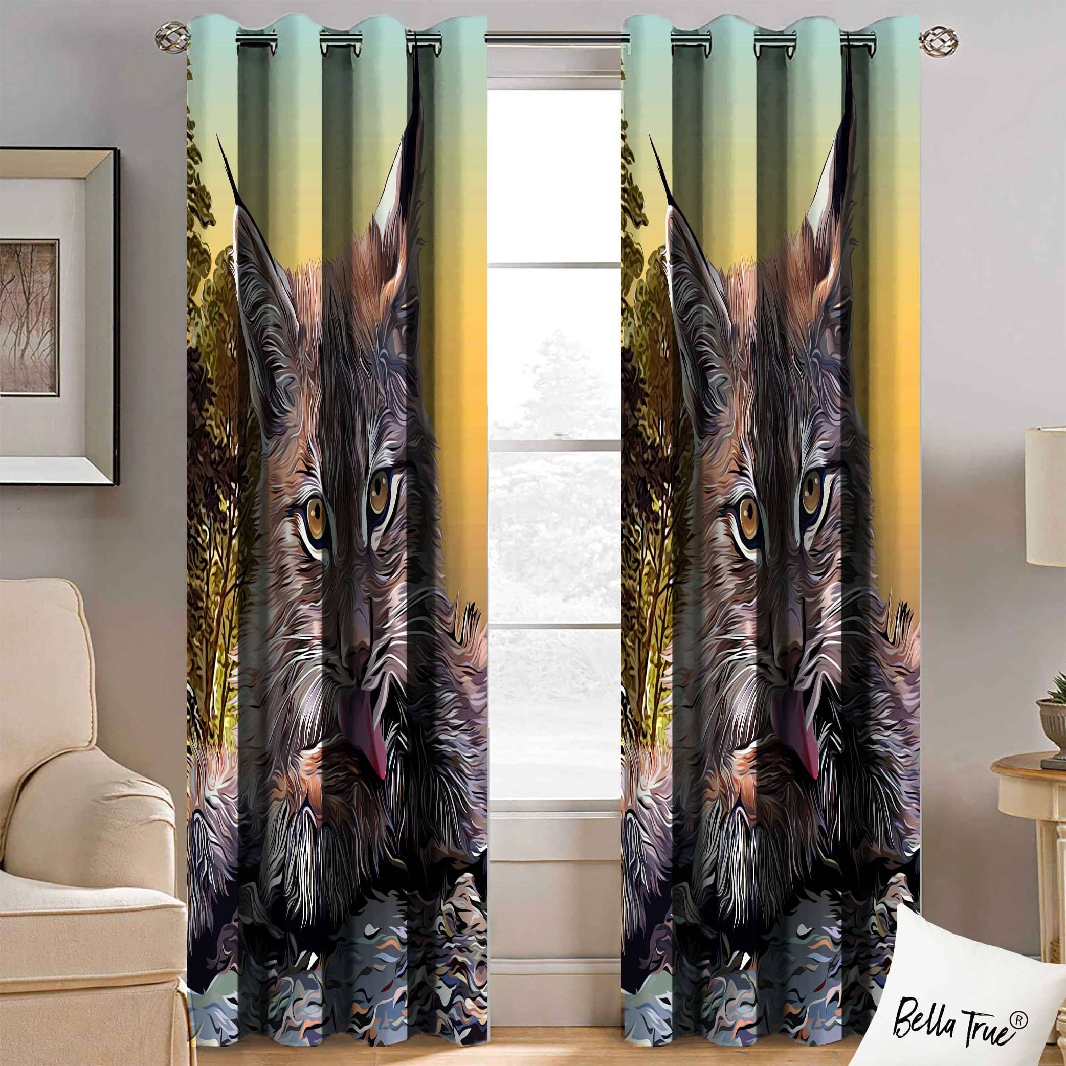 BELLA TRUE Set of 2 Window SemiTransparent Eyelet Polyester Multi Color Curtains ( 152 x 113 cm ) BELLA TRUE Set of 2 Window SemiTransparent Eyelet Polyester Multi Color Curtains ( 152 x 113 cm )