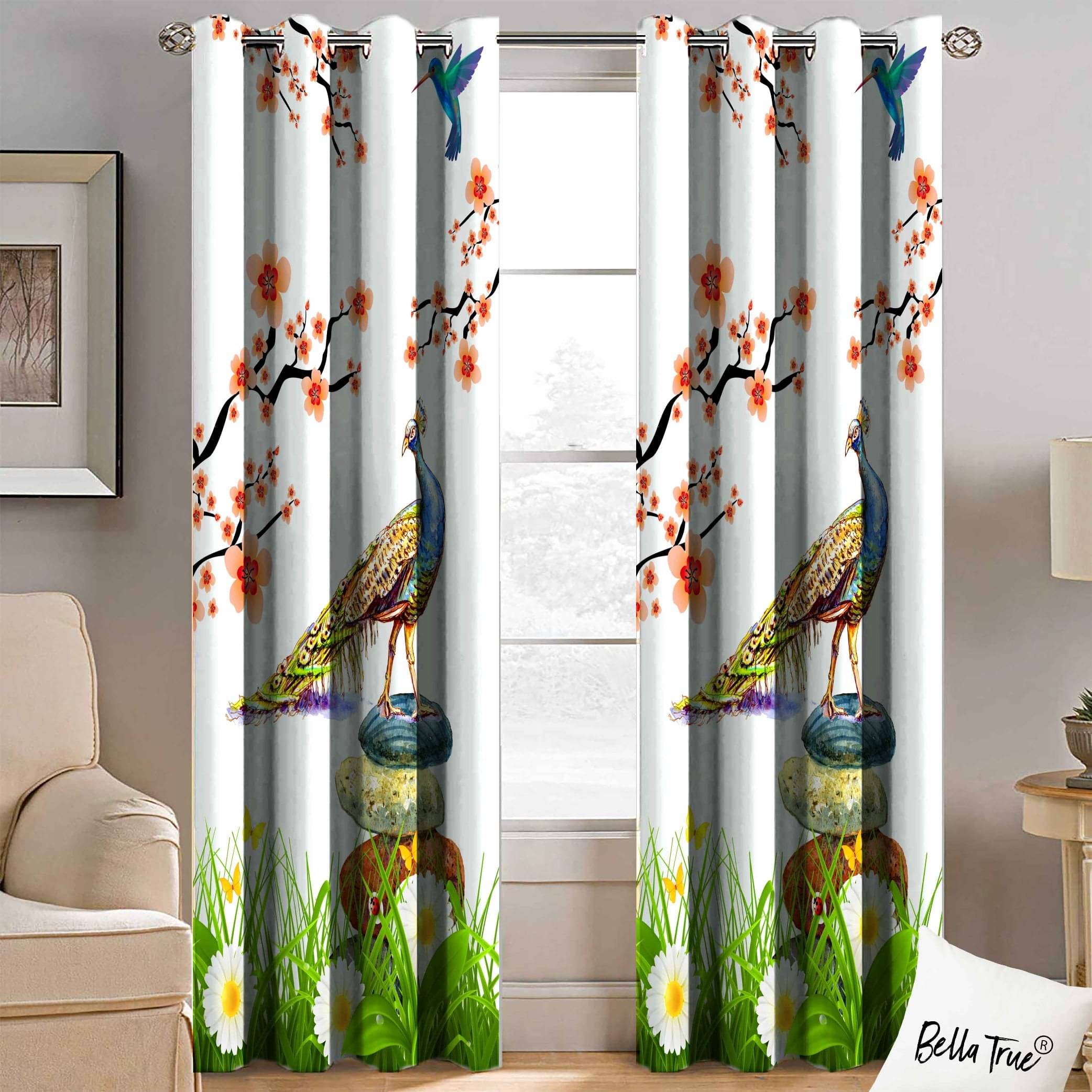 BELLA TRUE Set of 2 Door SemiTransparent Eyelet Polyester Multi Color Curtains ( 213 x 113 cm ) BELLA TRUE Set of 2 Door SemiTransparent Eyelet Polyester Multi Color Curtains ( 213 x 113 cm )