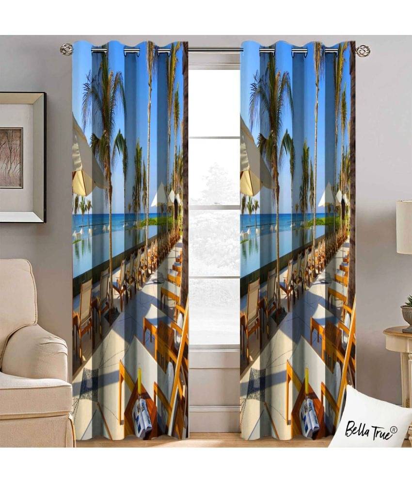 BELLA TRUE Set of 2 Long Door SemiTransparent Eyelet Polyester Multi Color Curtains ( 270 x 113 cm ) BELLA TRUE Set of 2 Long Door SemiTransparent Eyelet Polyester Multi Color Curtains ( 270 x 113 cm )