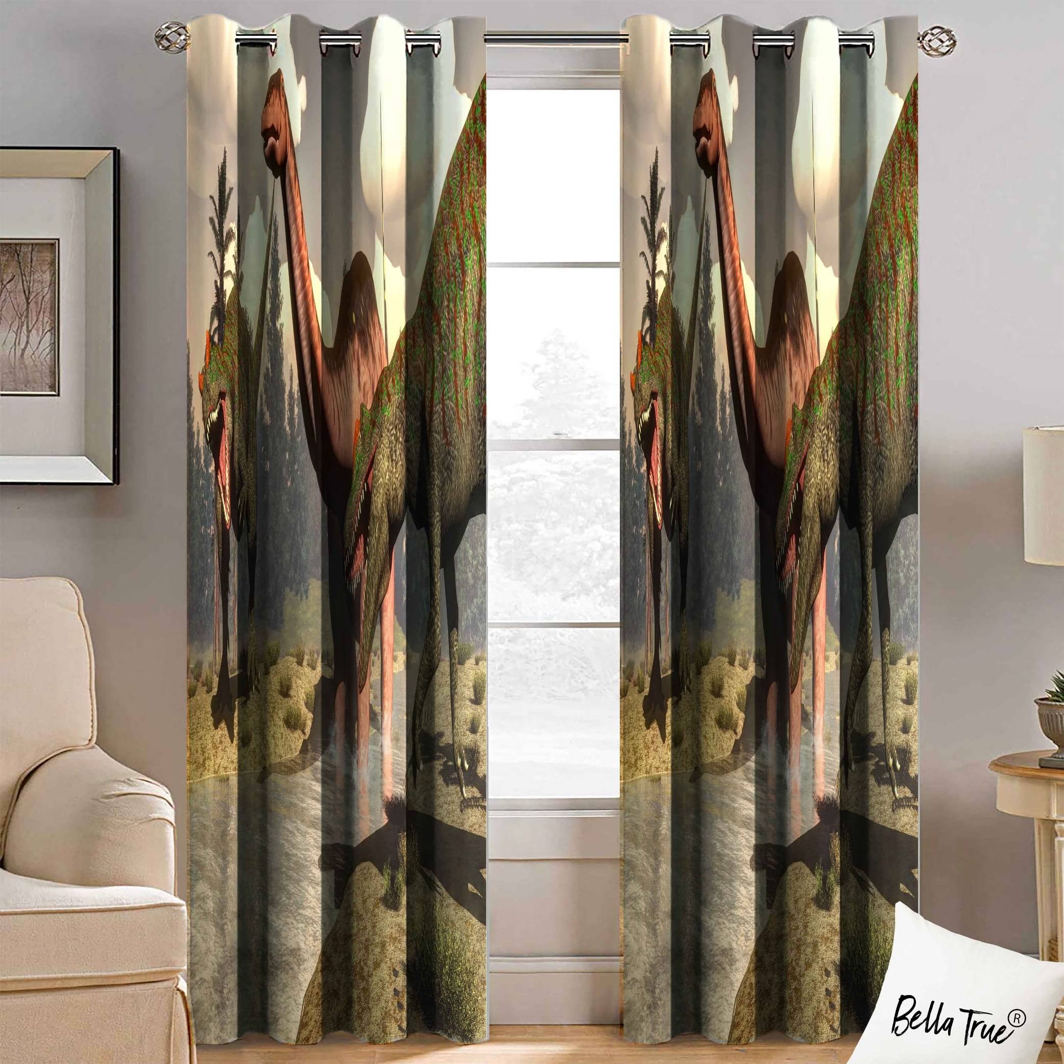     			BELLA TRUE  Set of 2 Long Door SemiTransparent Eyelet Polyester Multi Color Curtains ( 270 x 113 cm )