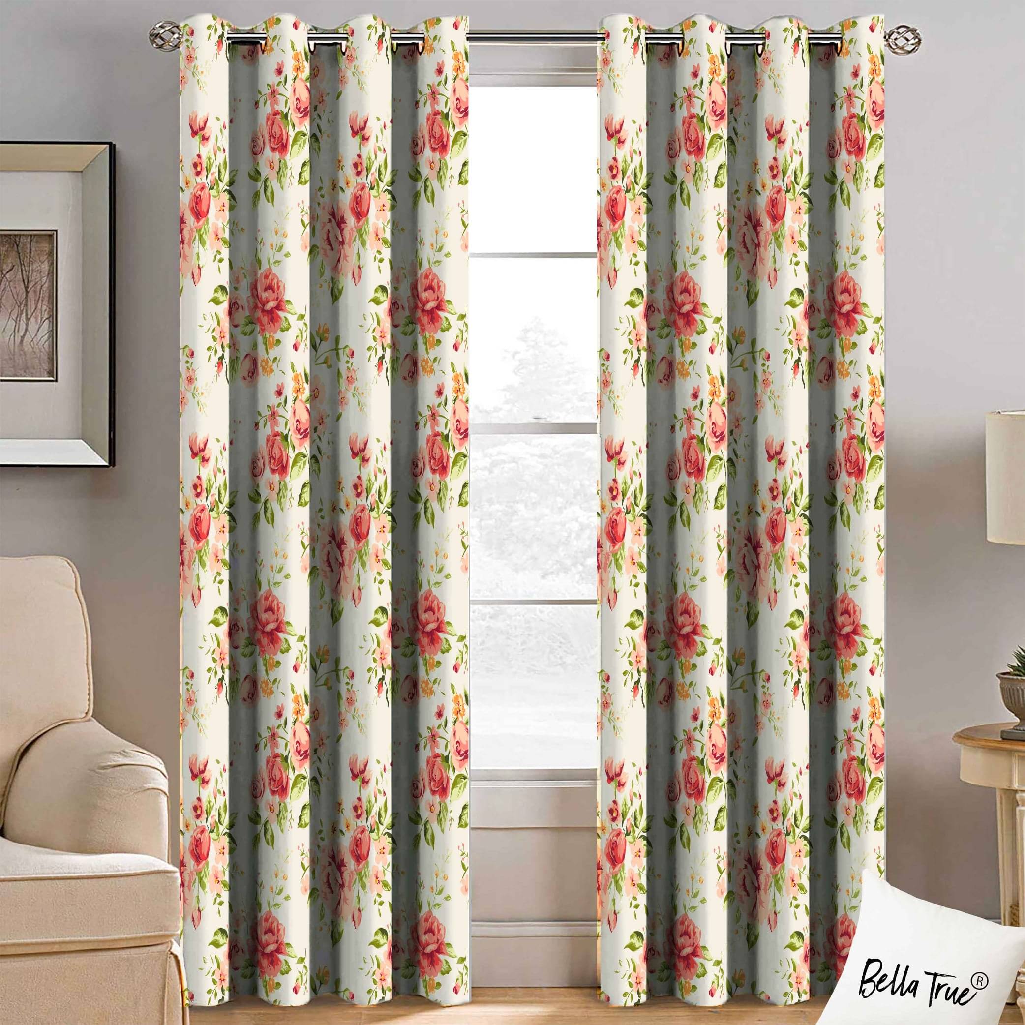 BELLA TRUE Set of 2 Long Door SemiTransparent Eyelet Polyester Multi Color Curtains ( 270 x 113 cm ) BELLA TRUE Set of 2 Long Door SemiTransparent Eyelet Polyester Multi Color Curtains ( 270 x 113 cm )