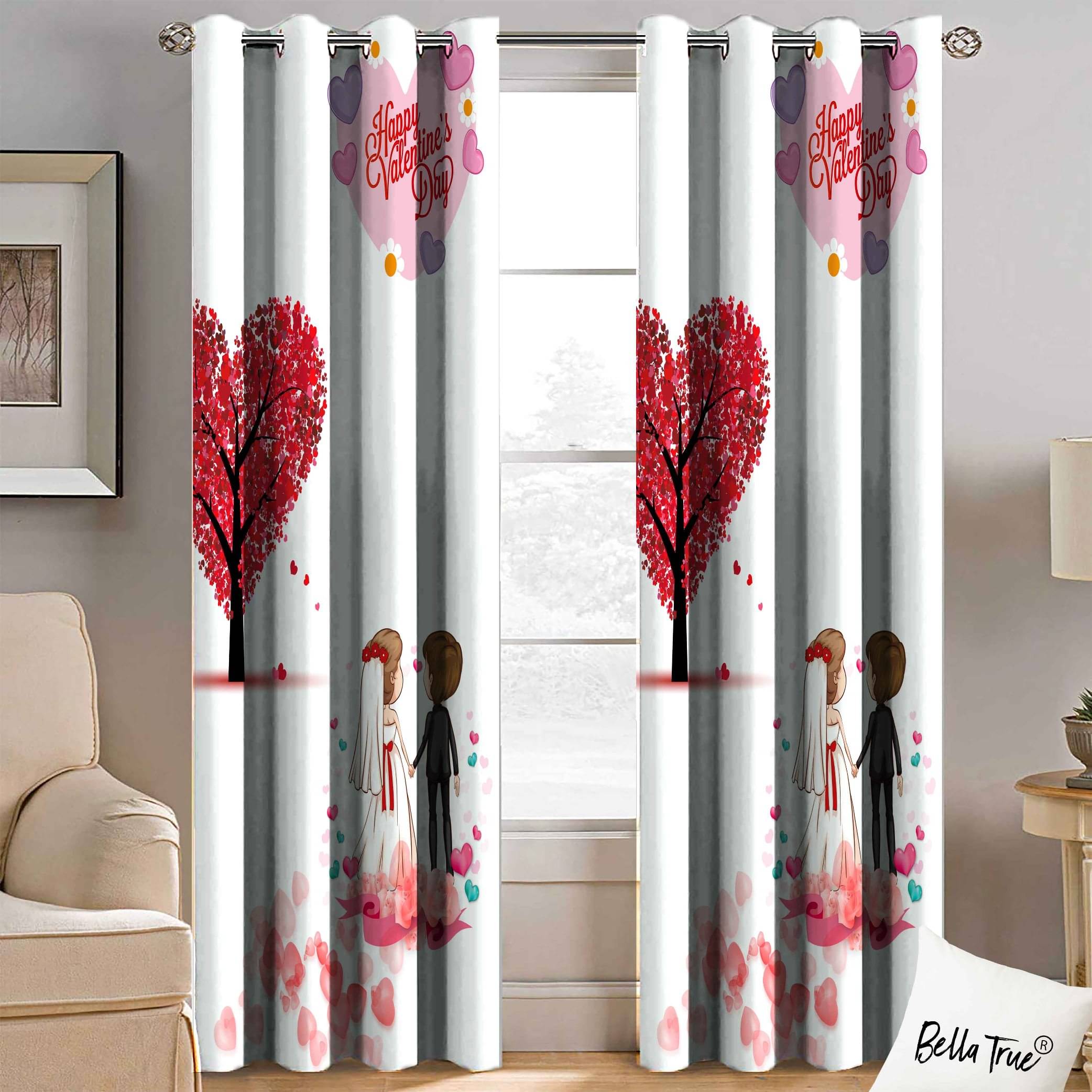     			BELLA TRUE  Set of 2 Window SemiTransparent Eyelet Polyester Multi Color Curtains ( 152 x 113 cm )