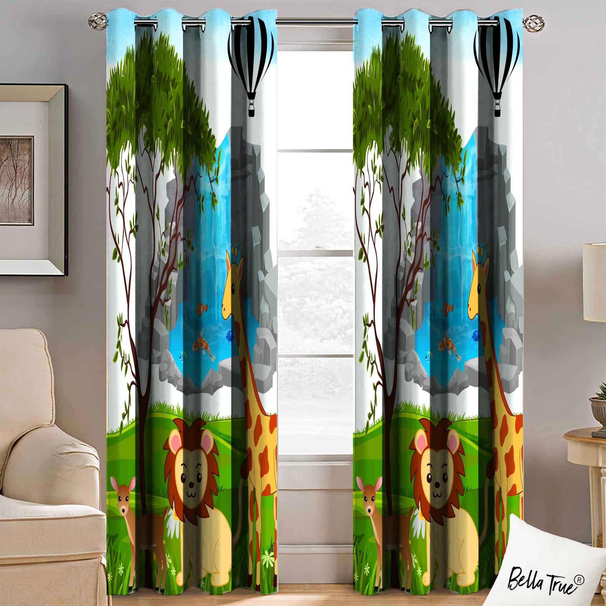 BELLA TRUE  Set of 2 Long Door SemiTransparent Eyelet Polyester Multi Color Curtains ( 270 x 113 cm )     			BELLA TRUE  Set of 2 Long Door SemiTransparent Eyelet Polyester Multi Color Curtains ( 270 x 113 cm )
