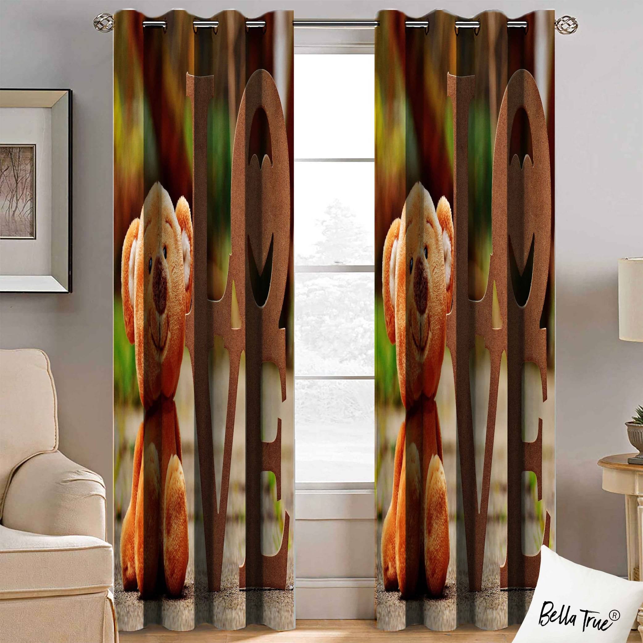 BELLA TRUE Set of 2 Long Door SemiTransparent Eyelet Polyester Multi Color Curtains ( 270 x 113 cm ) BELLA TRUE Set of 2 Long Door SemiTransparent Eyelet Polyester Multi Color Curtains ( 270 x 113 cm )