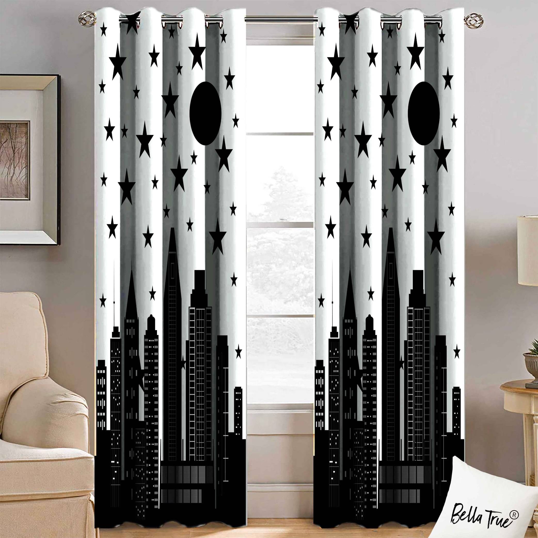     			BELLA TRUE  Set of 2 Long Door SemiTransparent Eyelet Polyester Multi Color Curtains ( 270 x 113 cm )